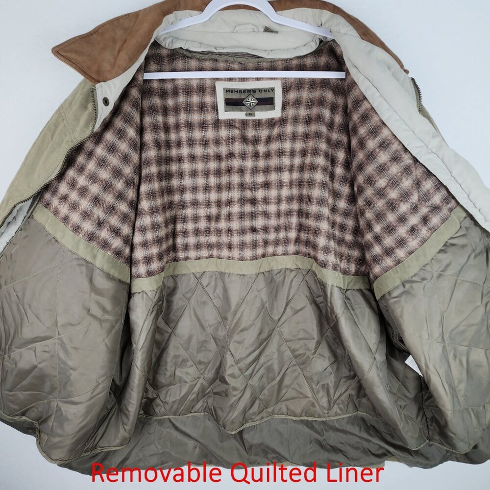 Members Only Mens 5X Green Field Coat Leather Collar Removable Quilted Liner - Picture 5 of 16